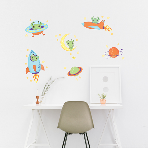 Aliens and Rocket Wall Stickers