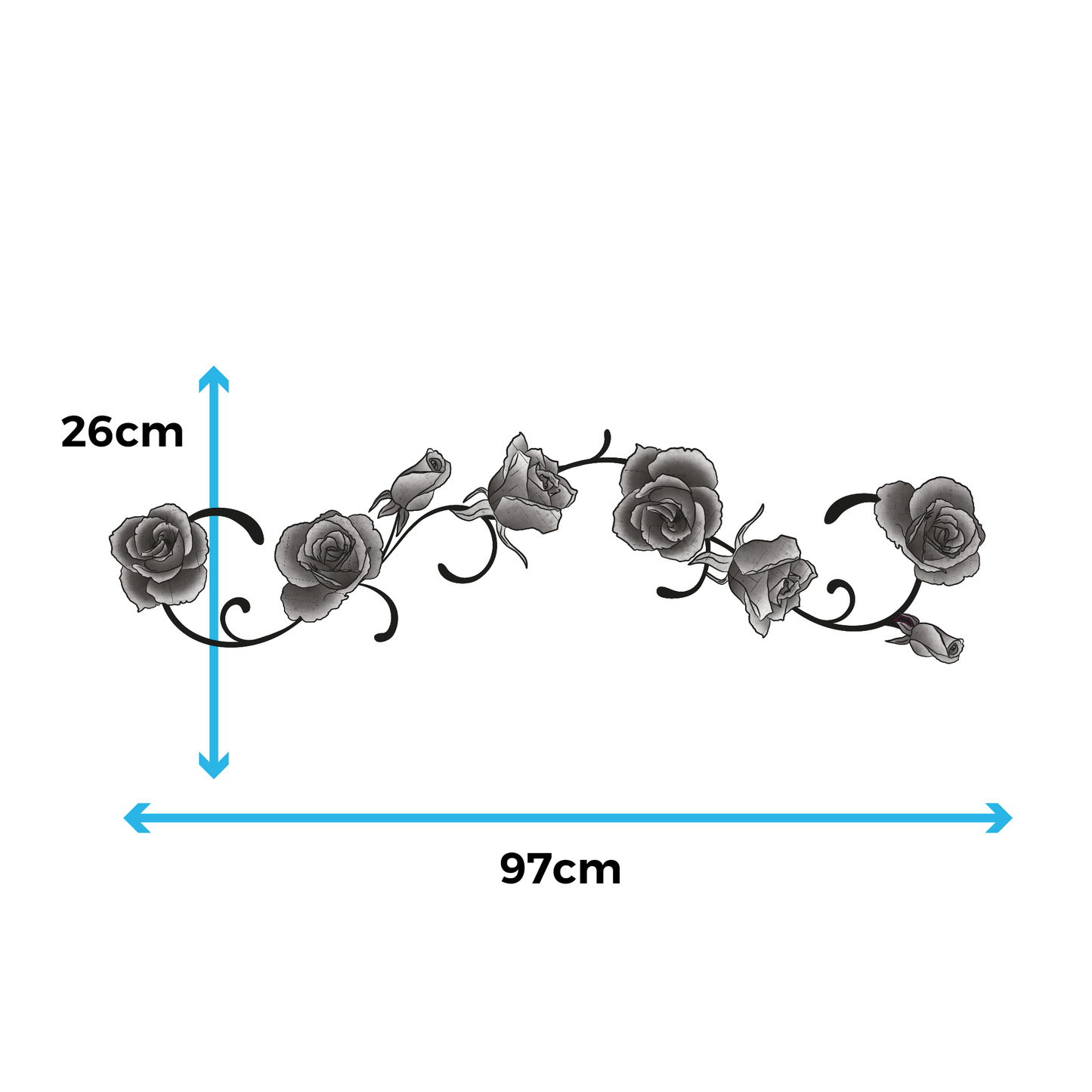 Grey Tattoo Roses Wall Sticker