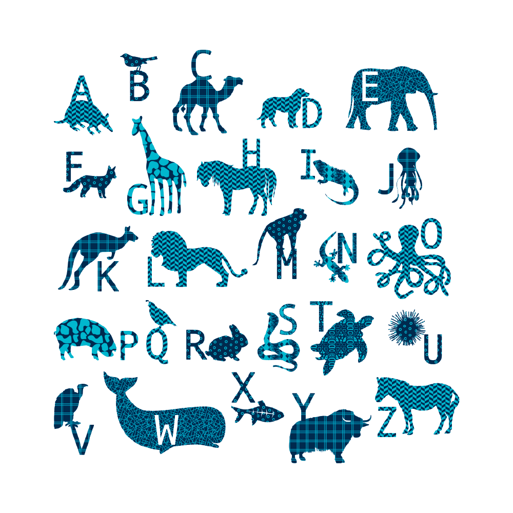 ABC Animal Wall Stickers - Patterned