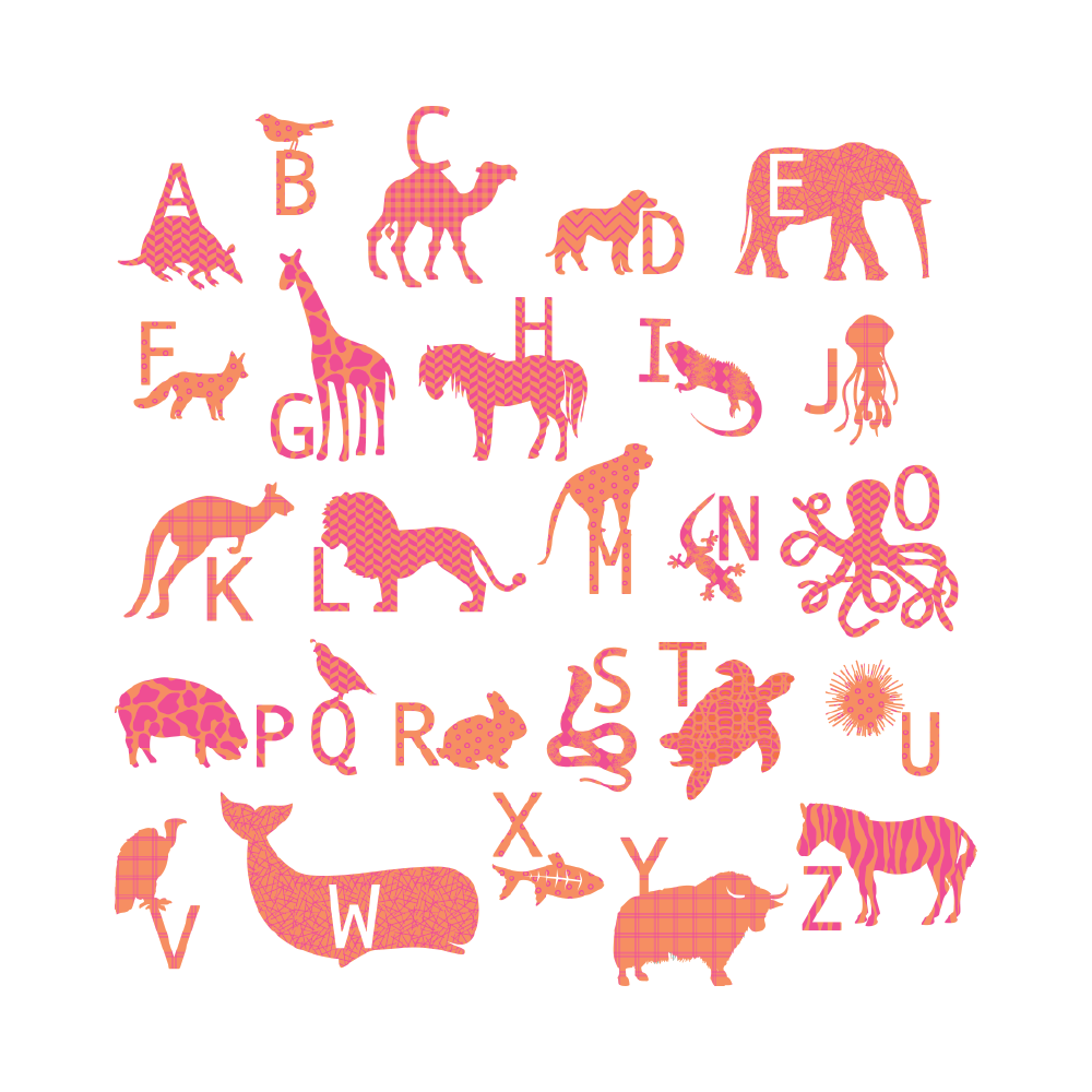 ABC Animal Wall Stickers - Patterned