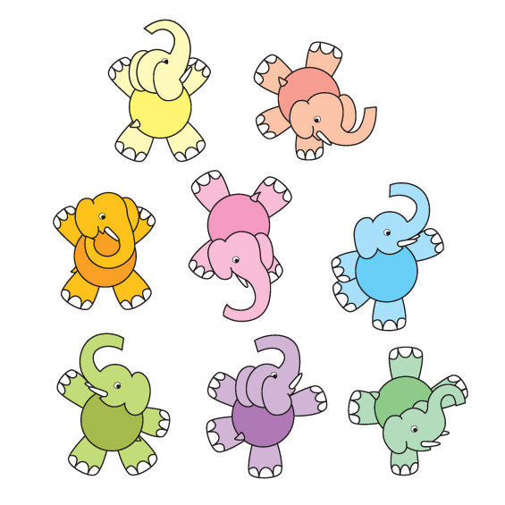 Dancing Elephant Wall Stickers Multicoloured