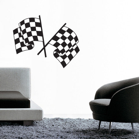 Dual Chequered Flags Wall Sticker