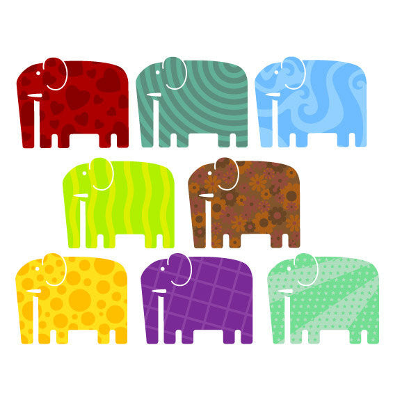 Elephant Wall Stickers Multicoloured