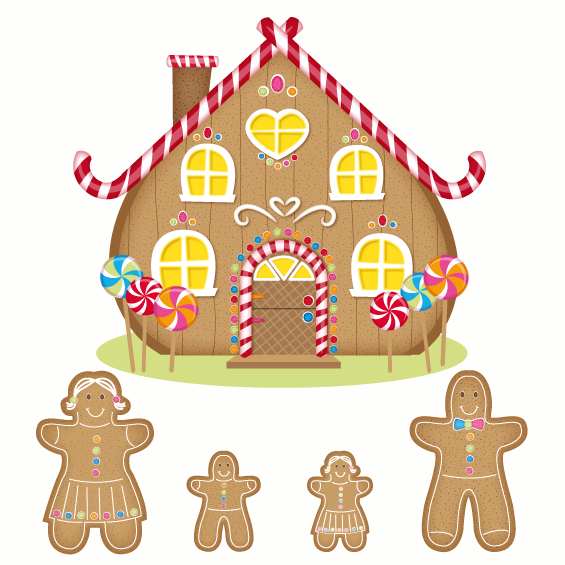 Ginger Bread House and Family Wall Stickers - Wall Glamour