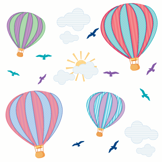 Hot Air Balloon Wall Stickers Pastel - Wall Glamour